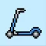 Cute Pixel Art kick scooter on Blue Background