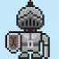 Cute Pixel Art knight on Blue Background