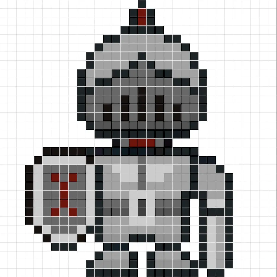 Chevalier en pixel art 32x32 avec des ombres pour donner de la profondeur à le Chevalier