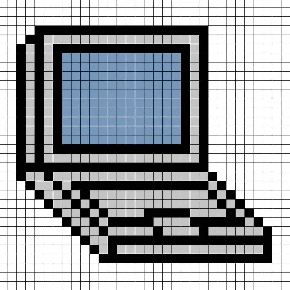 Laptop en pixel art simple con colores sólidos