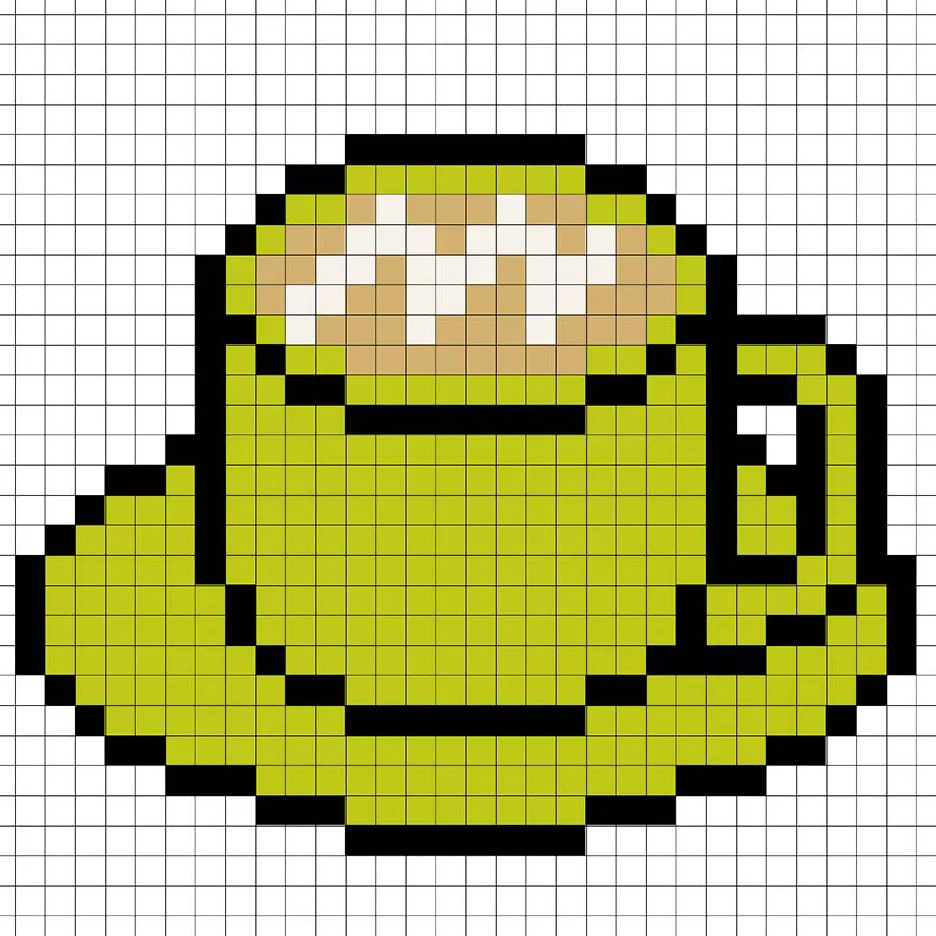 Latte en pixel art simple avec des couleurs unies