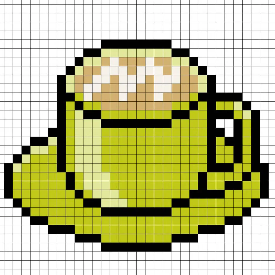 Latte en pixel art 32x32 avec des ombres pour donner de la profondeur à le latte