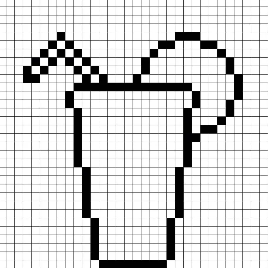 Un contorno de la limonada en pixel art similar a una hoja de cálculo