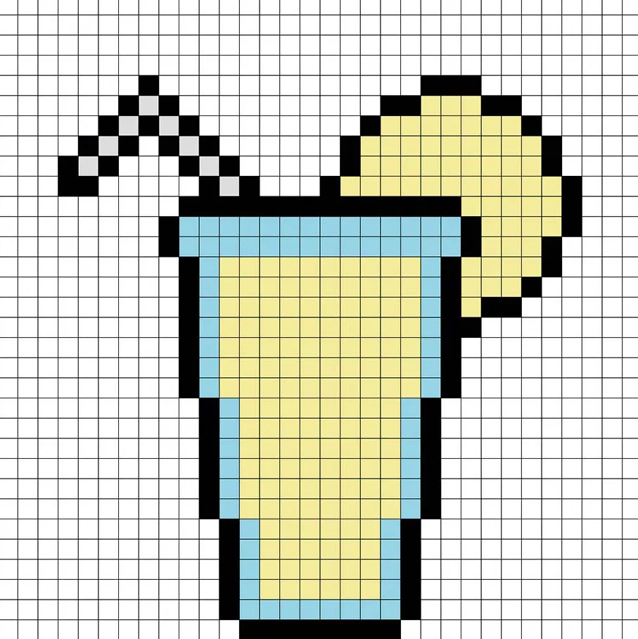 Limonada simple en pixel art con colores sólidos