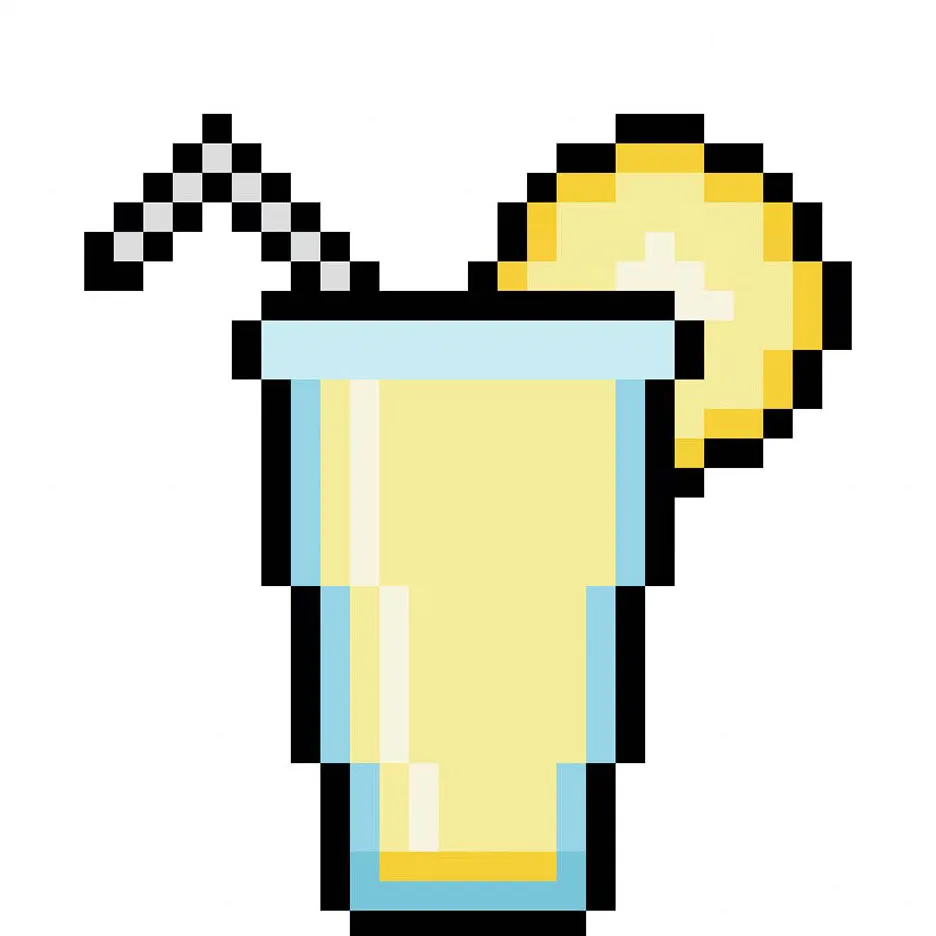 Limonada kawaii en pixel art sobre fondo transparente