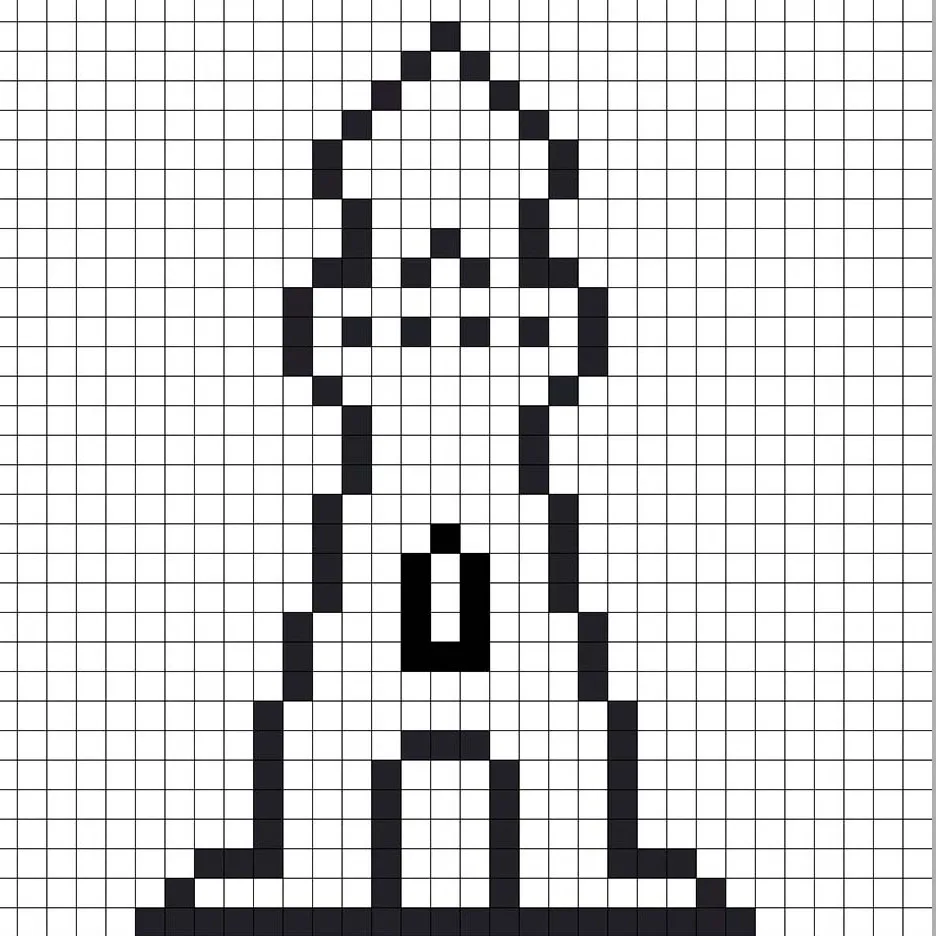 Un contorno del Faro en pixel art similar a una hoja de cálculo