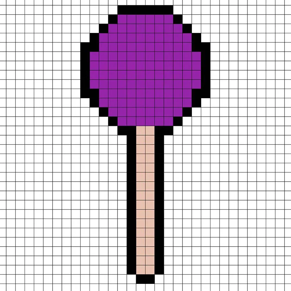 Piruleta en pixel art simple con colores sólidos