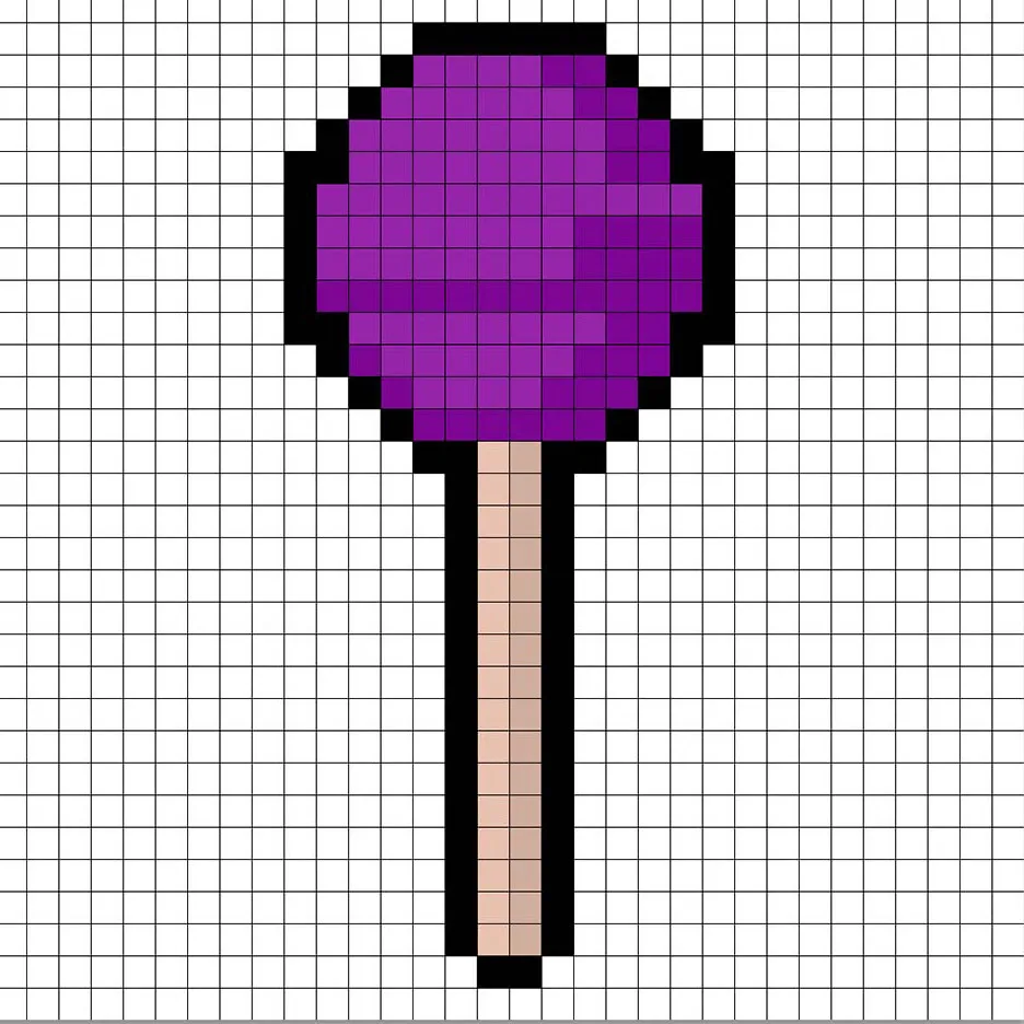 Piruleta en pixel art de 32x32 píxeles con sombras para dar profundidad a la Piruleta.