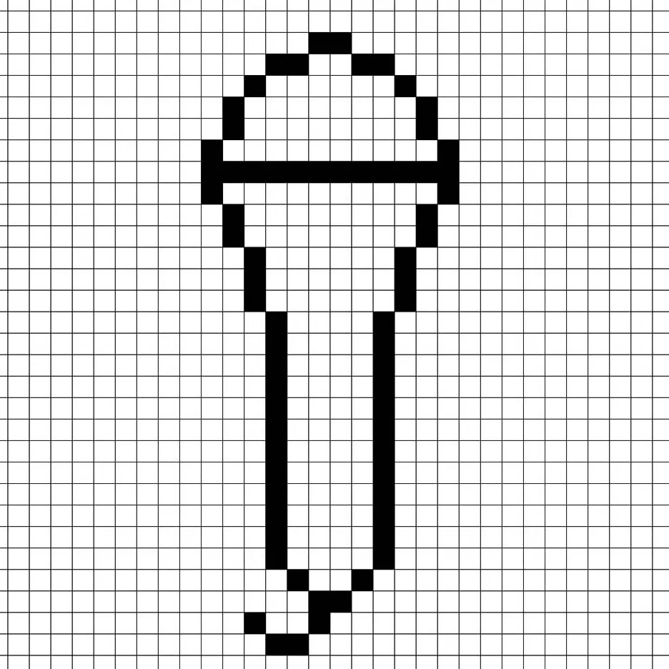 Un contorno del micrófono en pixel art similar a una hoja de cálculo