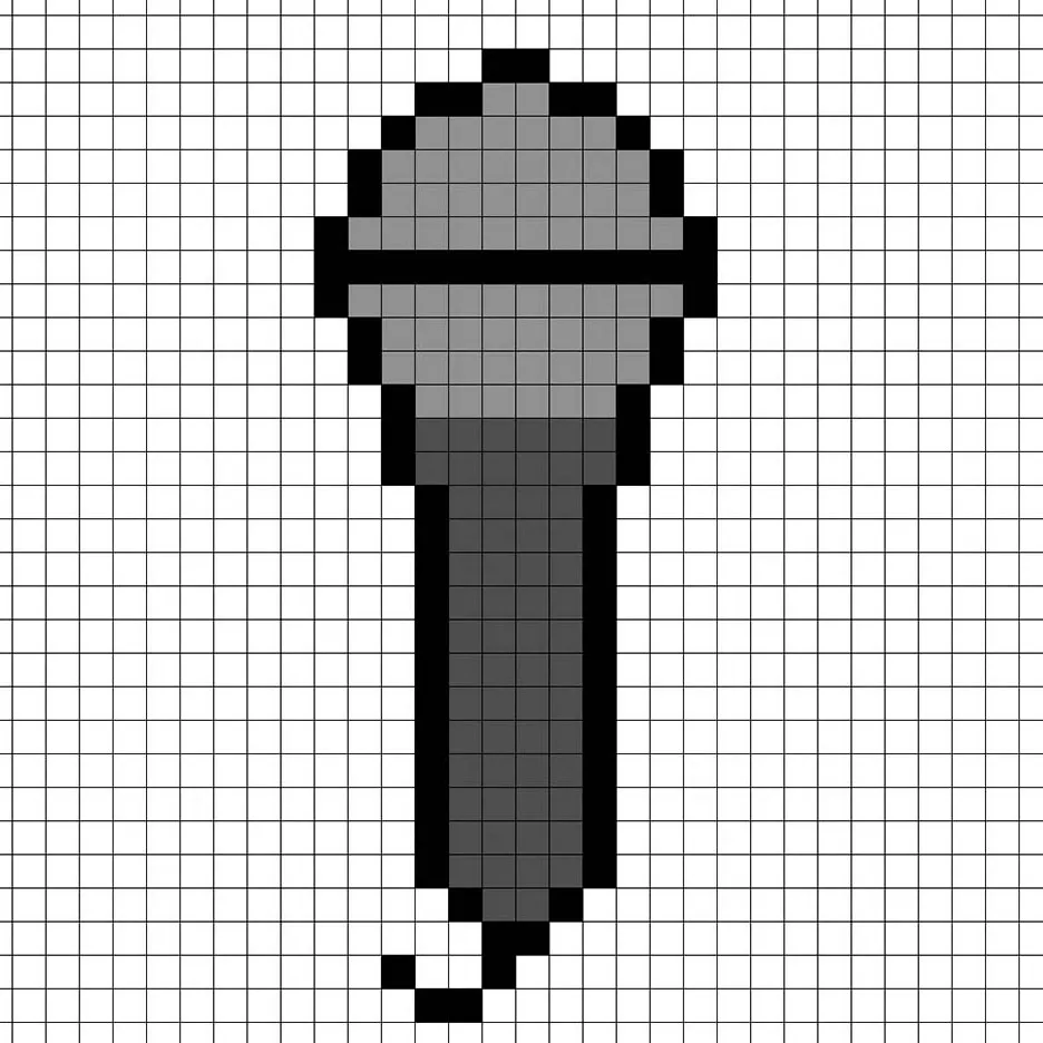 Microphone en pixel art simple avec des couleurs unies