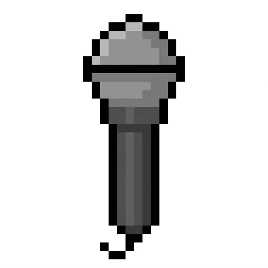 Microphone en pixel art kawaii sur un fond transparent