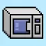 Cute Pixel Art microwave on Blue Background