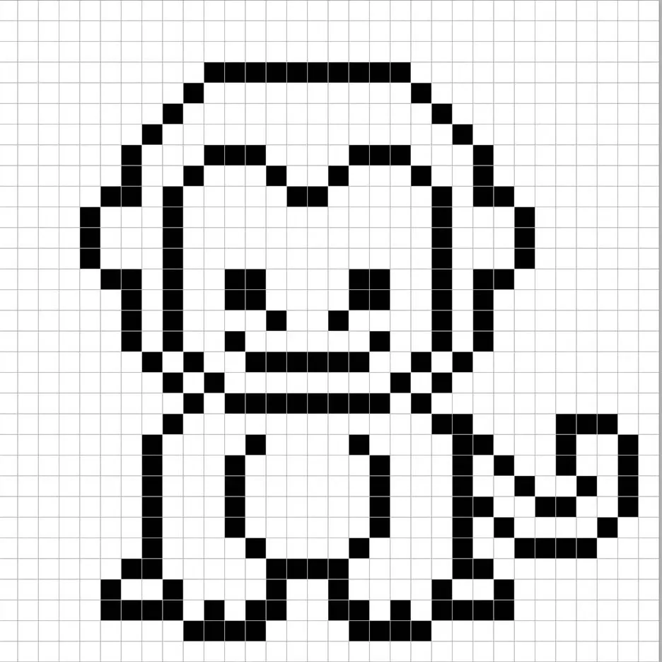 Un contorno del mono en pixel art similar a una hoja de cálculo