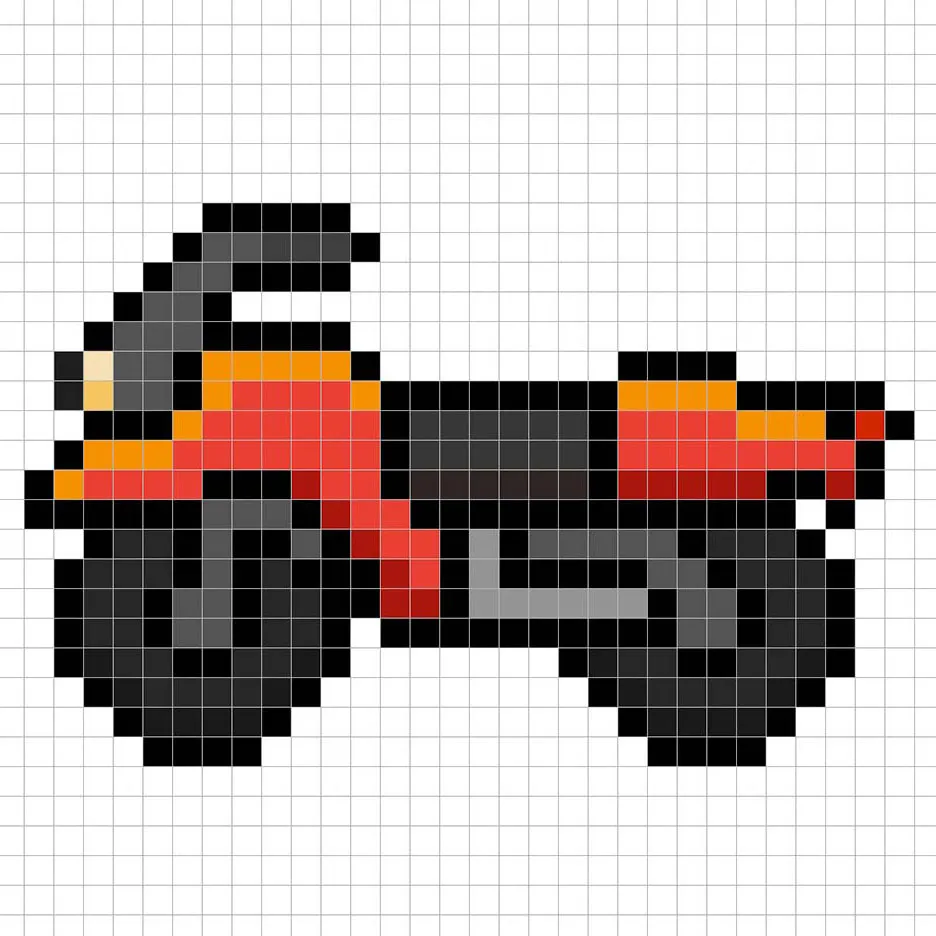 Motocicleta de 32x32 píxeles con sombras para dar profundidad