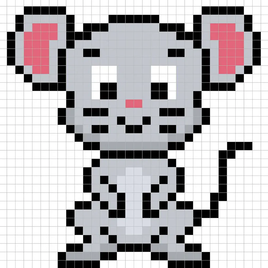 Ratón de pixel art 32x32 con sombras para darle profundidad