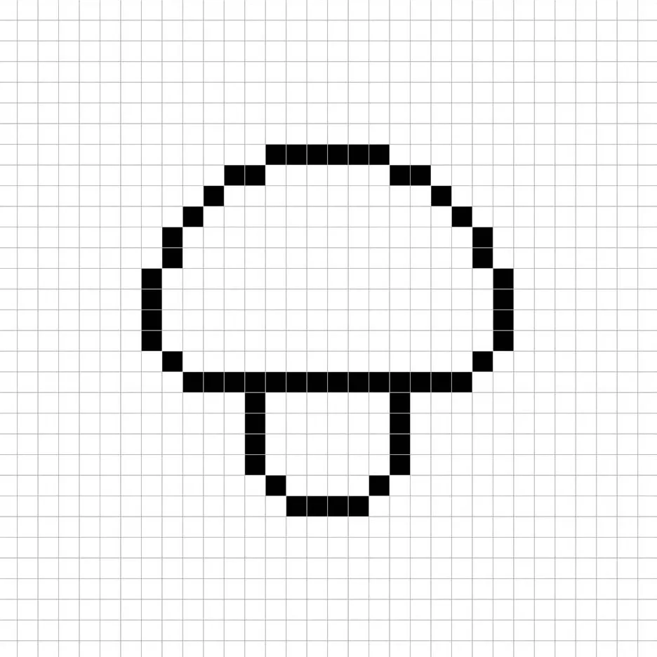 Un contour de la grille de champignon en pixel art similaire à un tableau