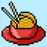 Cute Pixel Art noodles on Blue Background