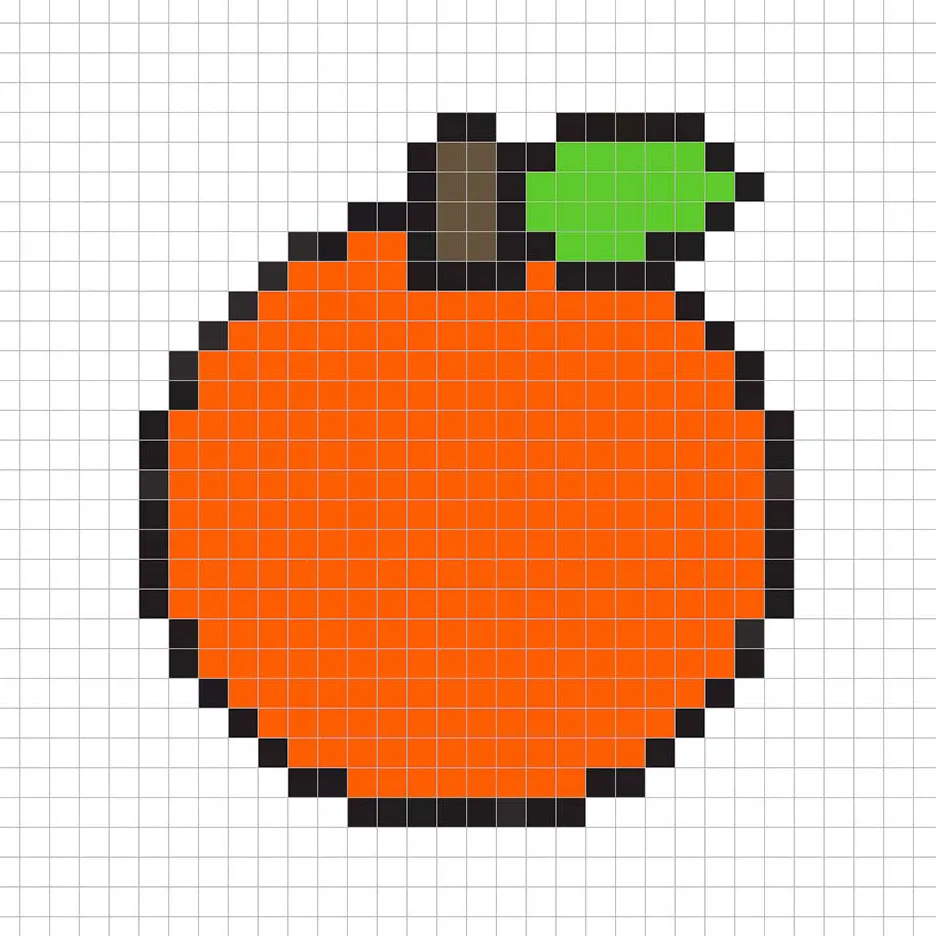 Naranjas en pixel art simples con colores sólidos