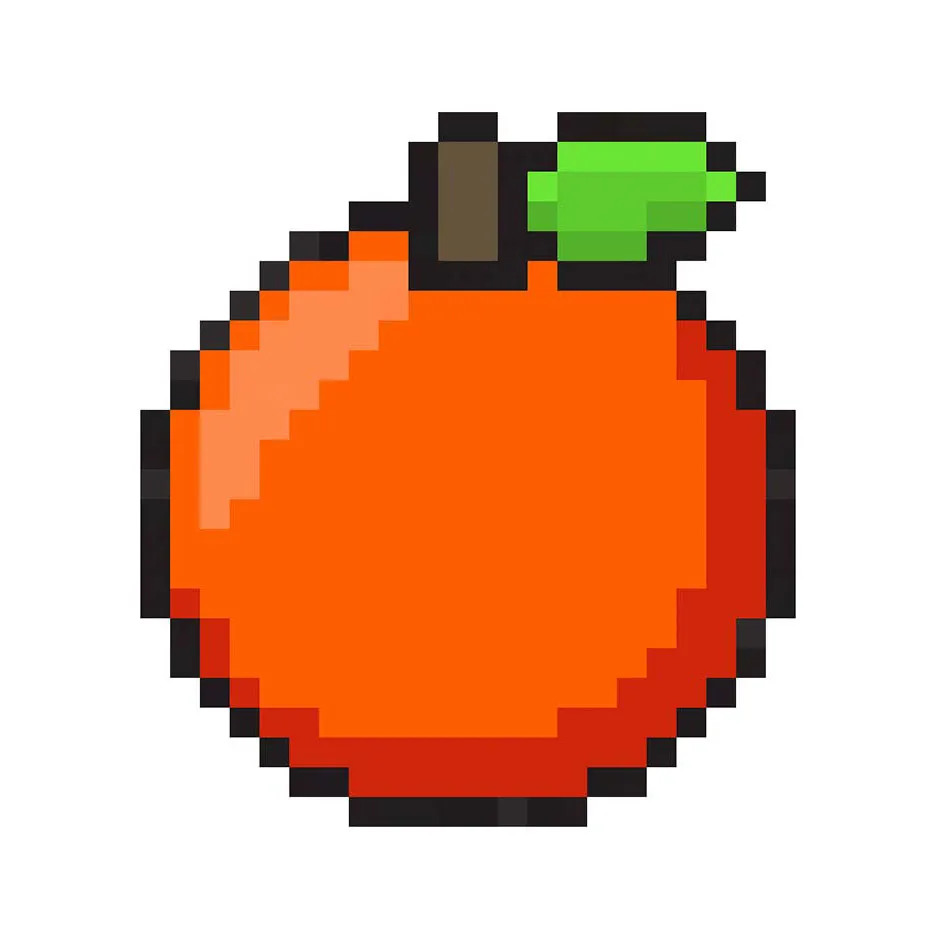 Naranjas en pixel art Kawaii sobre un fondo transparente