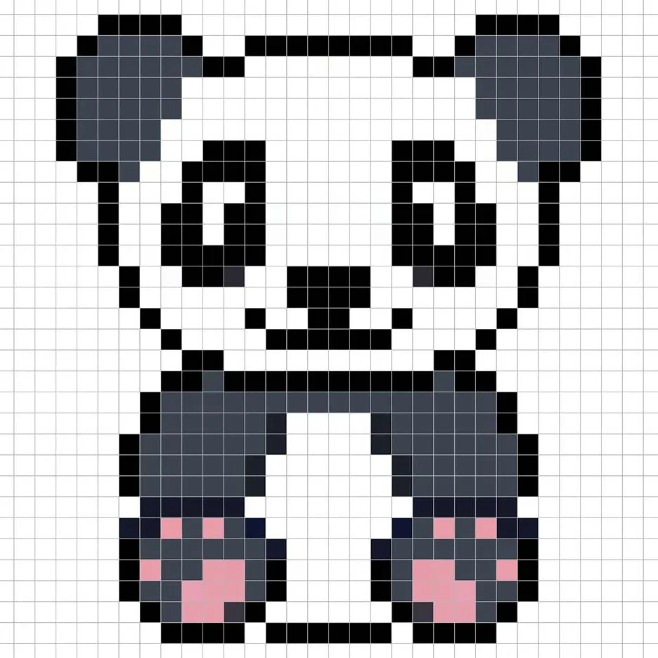 Panda en pixel art simple avec des couleurs unies