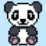 Cute Pixel Art panda on Blue Background