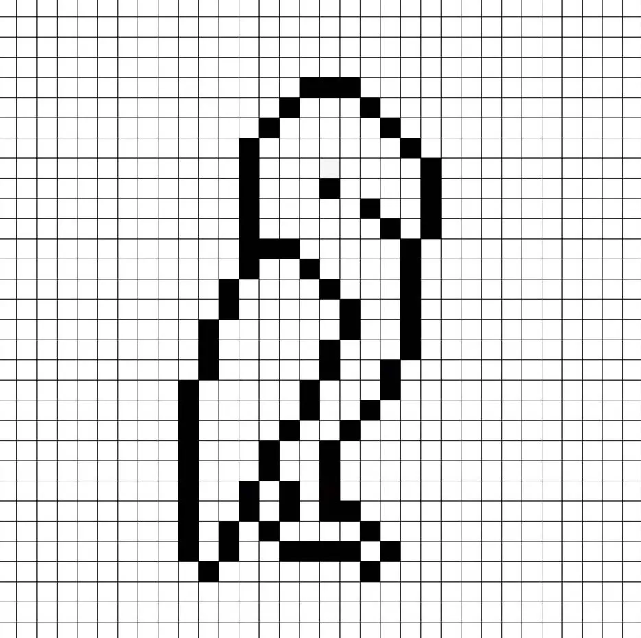 Un contorno del loro en pixel art similar a una hoja de cálculo