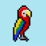 Cute Pixel Art parrot on Blue Background