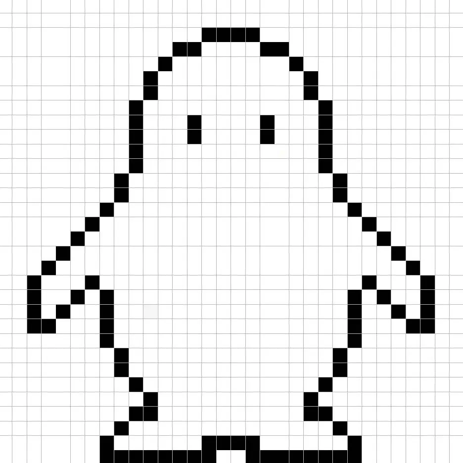 Un contour de la grille de Pingouin en pixel art similaire à un tableau