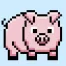 Cute Pixel Art pig on Blue Background