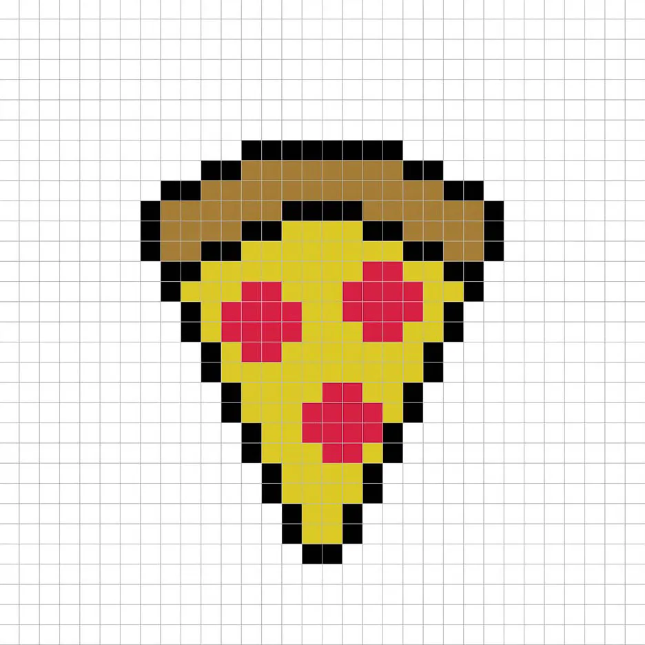 Pizza en pixel art simple avec des couleurs unies