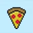 Cute Pixel Art pizza on Blue Background