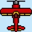 Cute Pixel Art plane on Blue Background