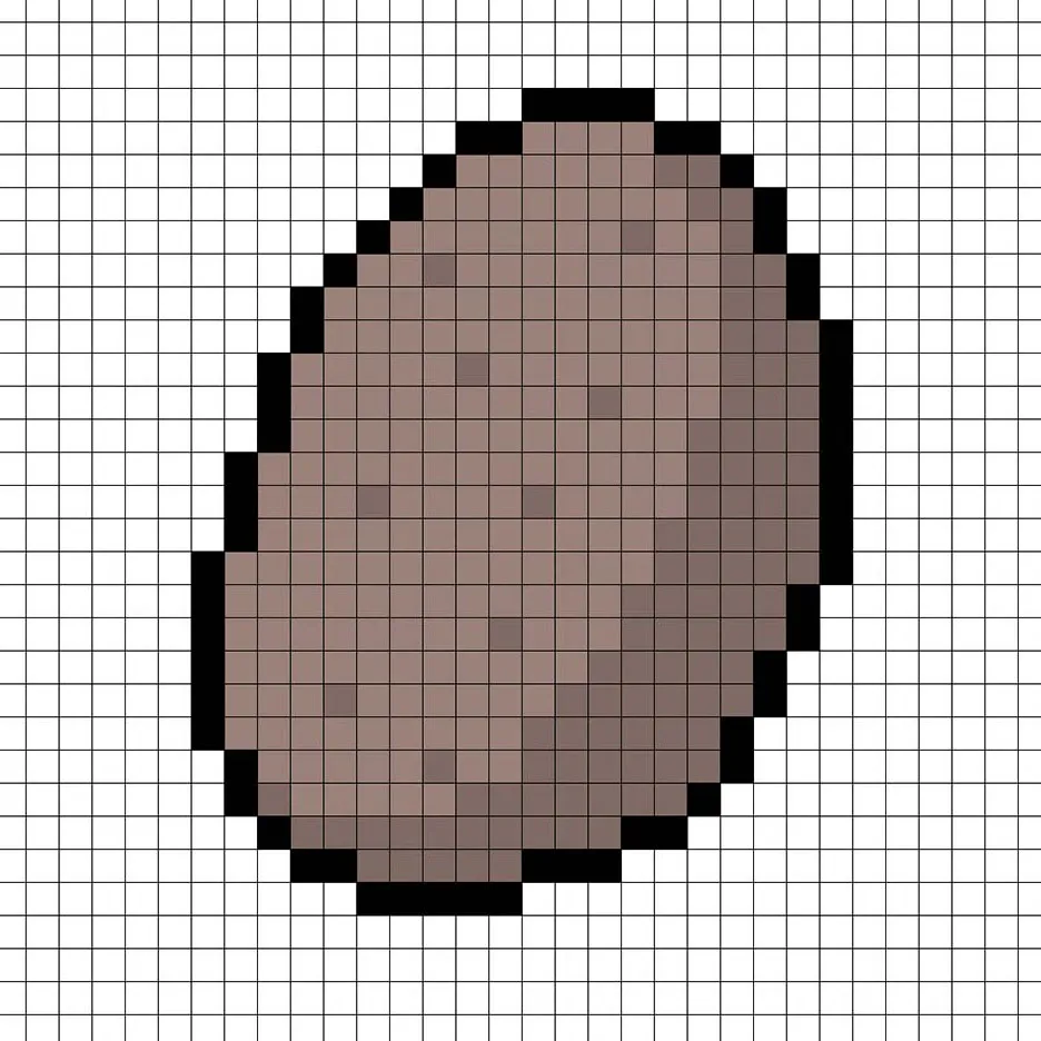 32x32 Pixel art potato with shadows to give depth to the potato