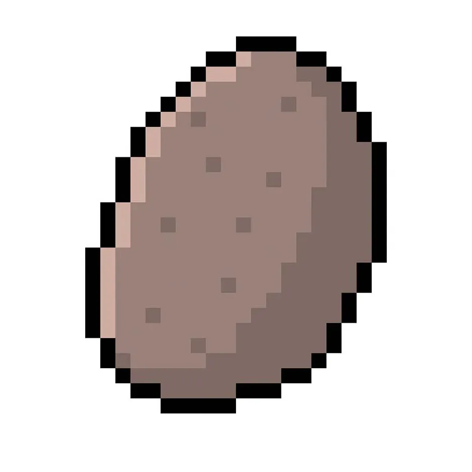 Kawaii pixel art potato on a transparent background