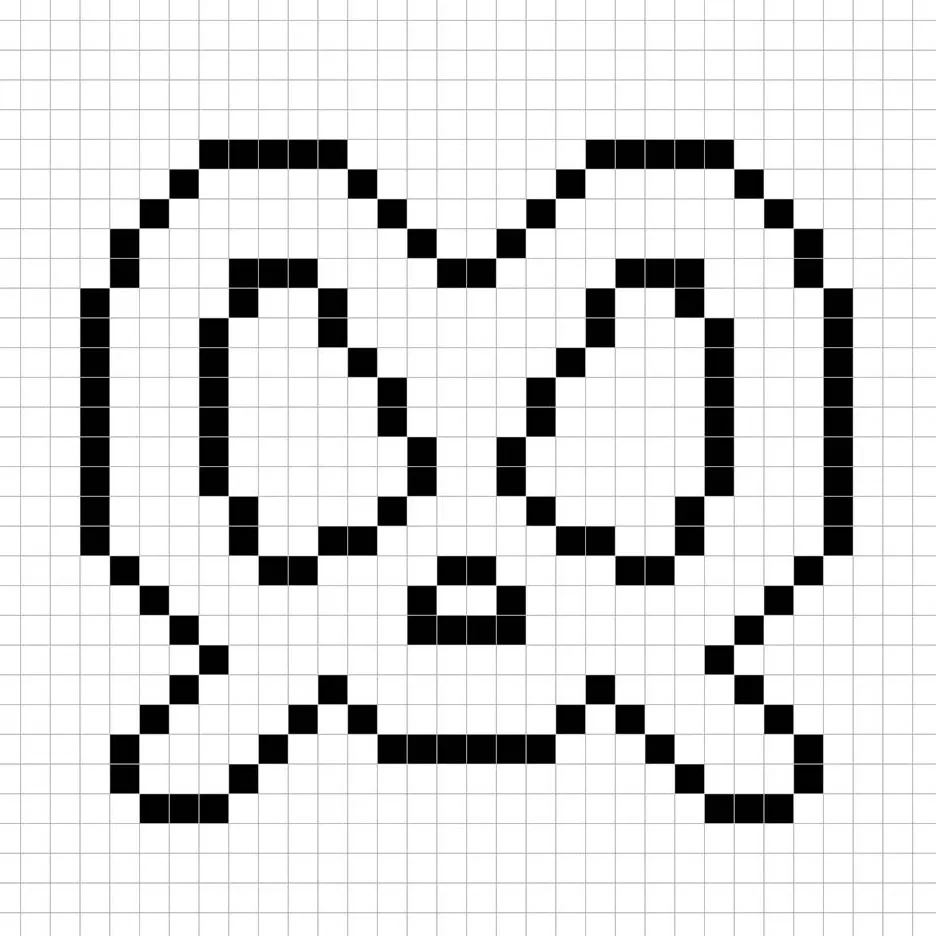 An outline of the pixel art pretzel grid similar to a spreadsheet