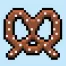 Cute Pixel Art pretzel on Blue Background