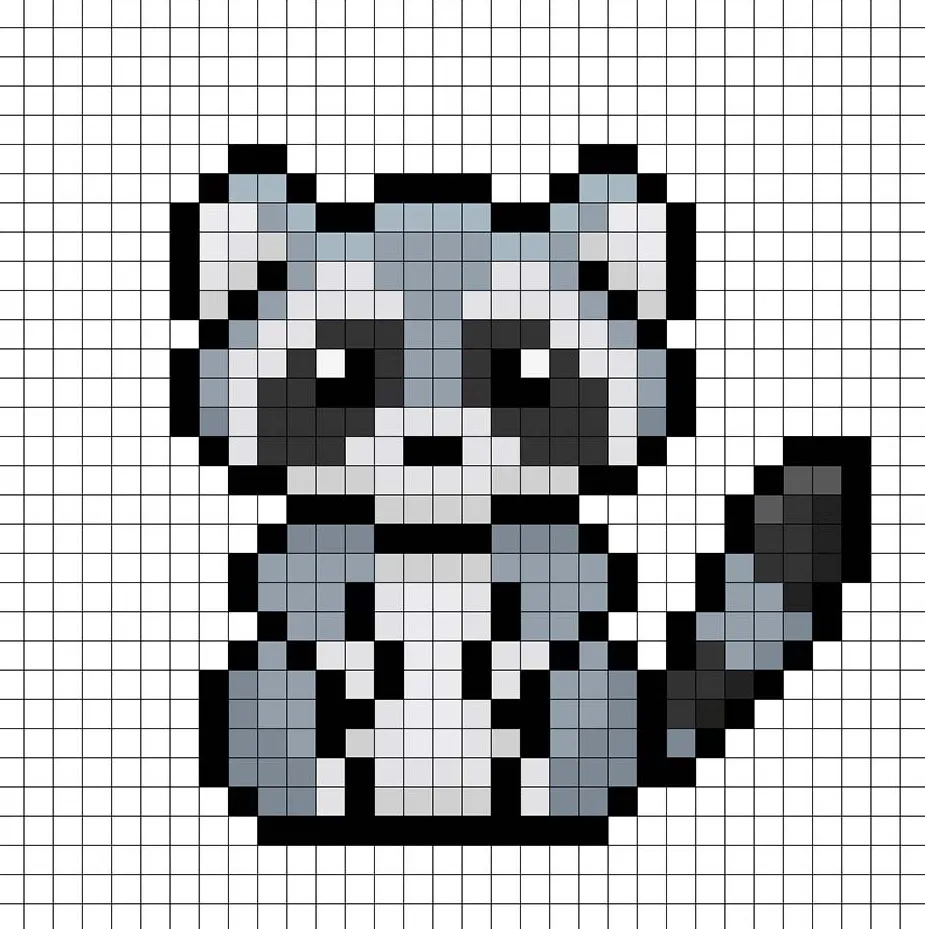 Adding highlights to the 8 bit pixel raccoon