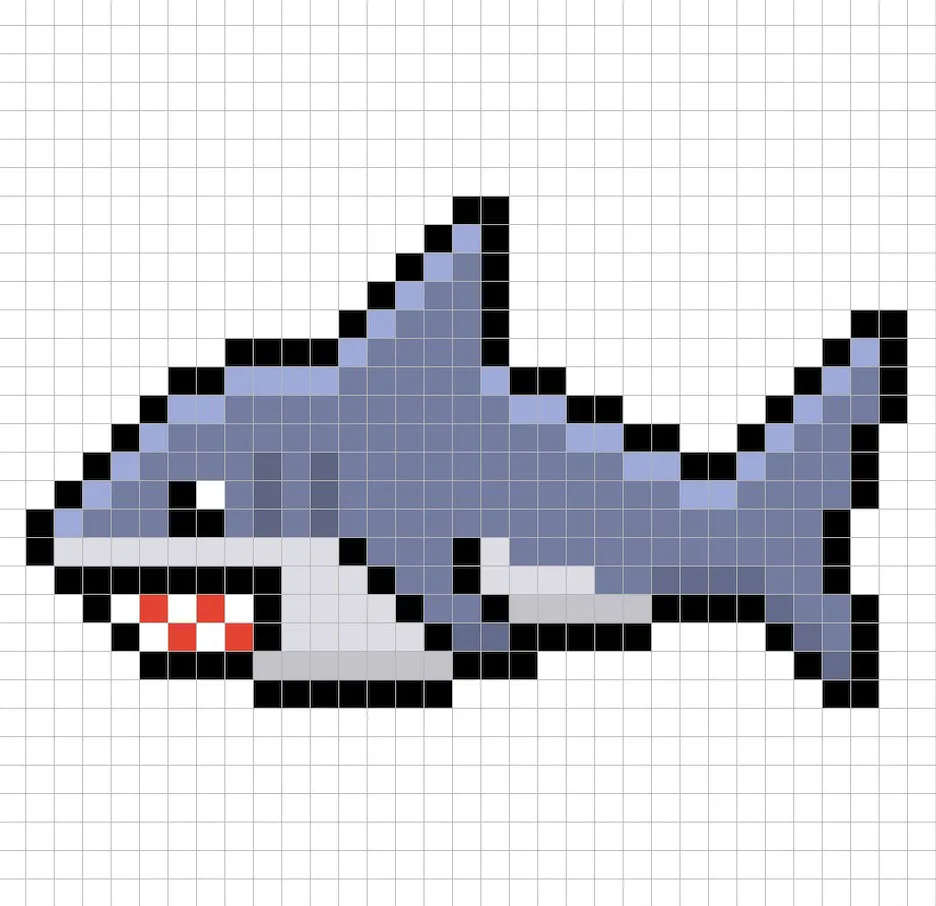 Ajouter des reflets à le Requin en pixel art 8 bits