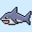 Cute Pixel Art shark on Blue Background