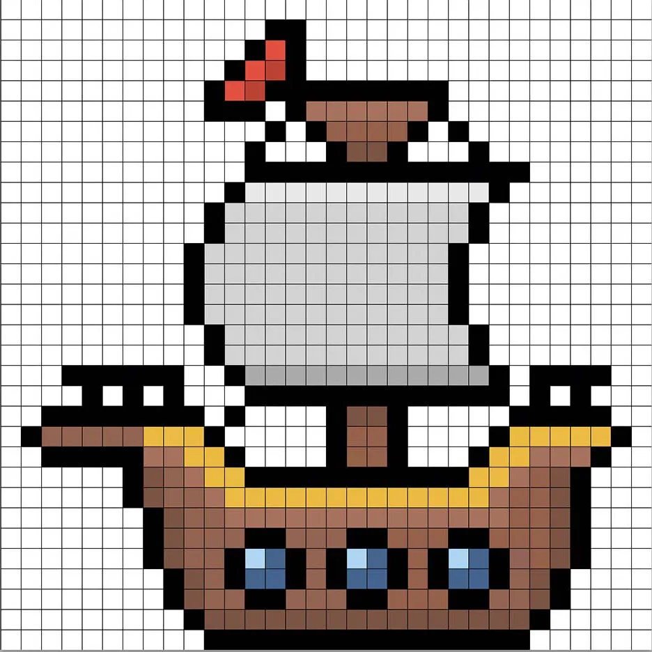 Añadiendo reflejos al barco pirata en pixel art de 8 bits