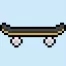 Cute Pixel Art skateboard on Blue Background