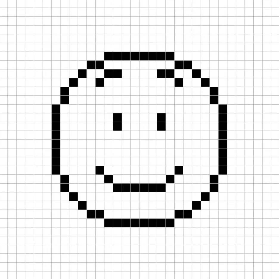 An outline of the pixel art smiley grid similar to a spreadsheet