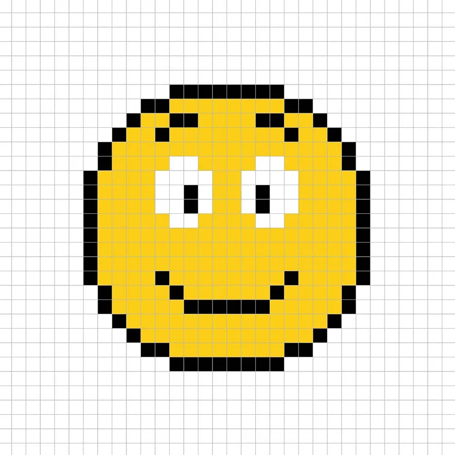 Simple pixel art smiley with solid colors