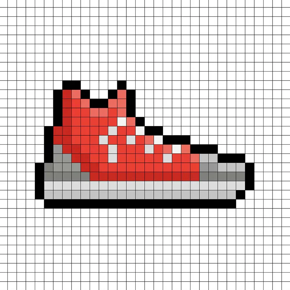 Adding highlights to the 8 bit pixel sneaker