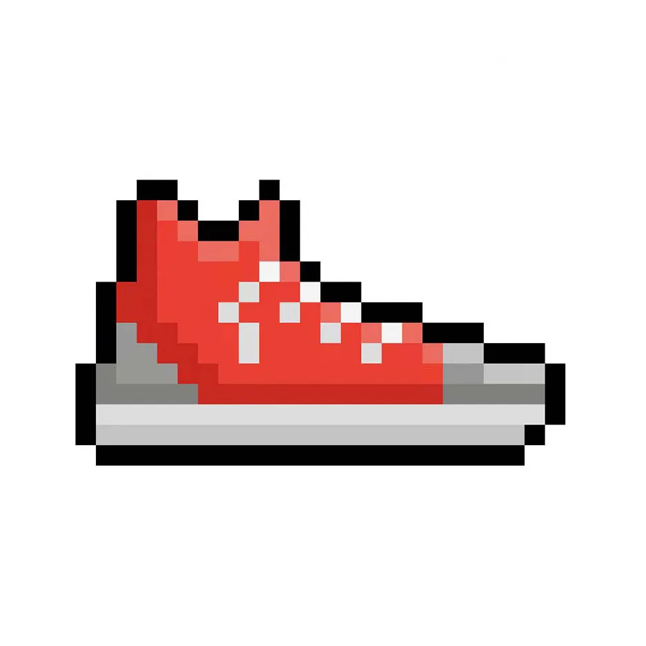 Kawaii pixel art sneaker on a transparent background