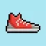 Cute Pixel Art sneaker on Blue Background