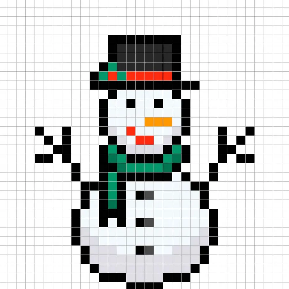 Adding highlights to the 8 bit pixel snowman