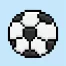 Cute Pixel Art soccer on Blue Background