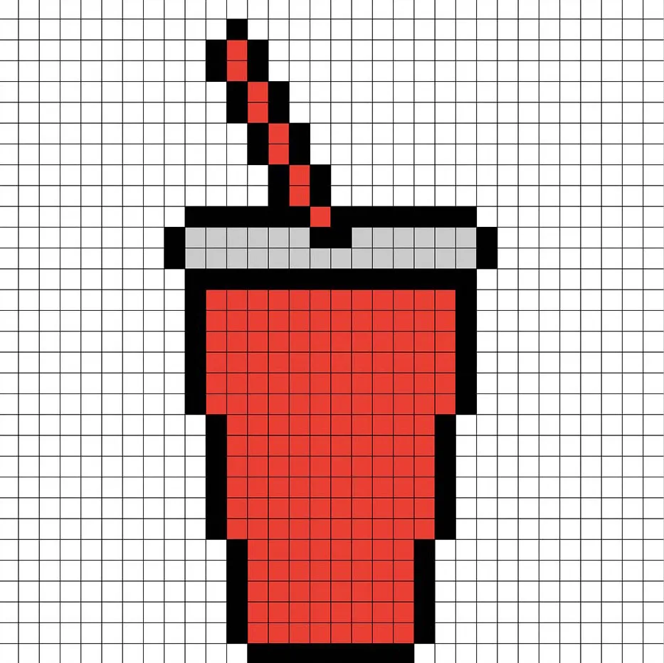 Refresco simple en pixel art con colores sólidos