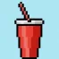 Cute Pixel Art soda on Blue Background